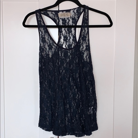 Navy Blue Lace Tank - Picture 1 of 1